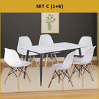 David 1+6 Dining Set with Table and Chair - Heavy-Duty Ceramic Table Top