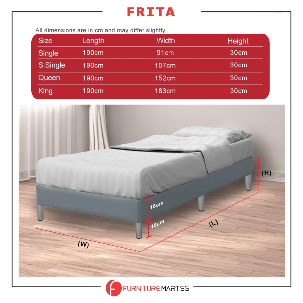 Frita Divan Bed Frame Pet Friendly Scratch-Resistant Fabric 12 Colours - All Sizes Available