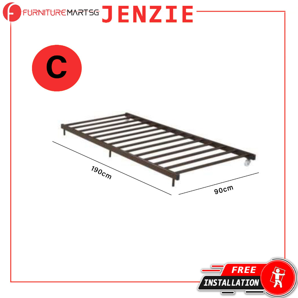 Jenzie Single Metal Pull-Out Bed Frame w/ Mattress Add On Available