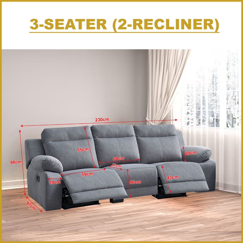 Zarzy 1/2/3-Seater Reclining Sofa Pocketed Spring Claw Resistant Pet-Friendly Fabric/Leather