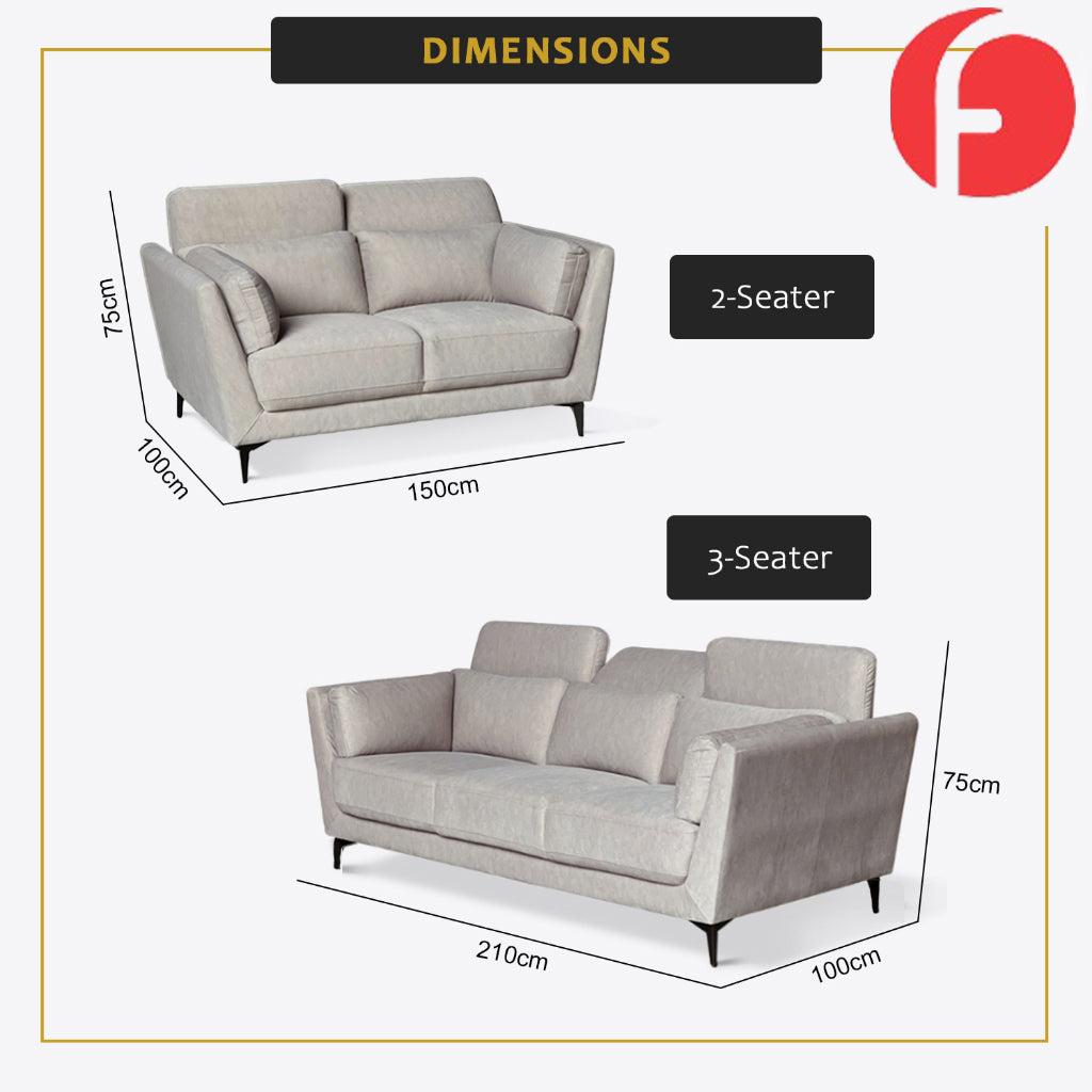 Daisy 2/3-Seater Sofa Adjustable Head-Rest High Density Foam w/ PetFriendly Options