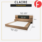 Claire Platform Bed Japanese Tatami Bedframe in Queen/King Size with Storage & Led Light