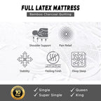 Diomire UNO 10" Mattress - Full Latex Foam w/ Bamboo Charcoal Quilting - All Sizes