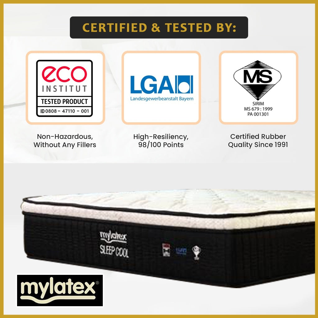 MyLatex 12" Sleep Cool Mattress Natural Latex & Cool Silk Fabric - All Sizes Available