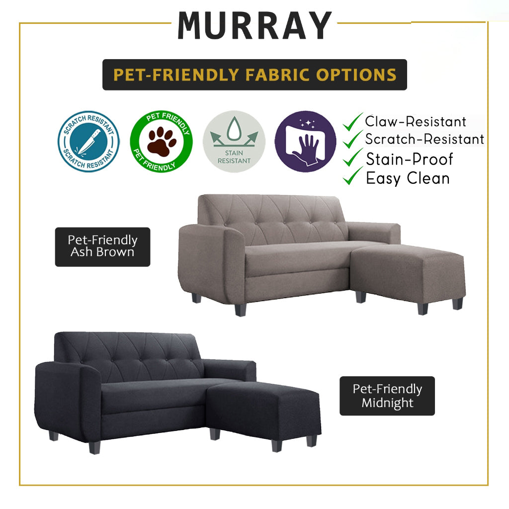 Murray 3 Seater Fabric Sofa with Stool w/ Pet-Friendly Option