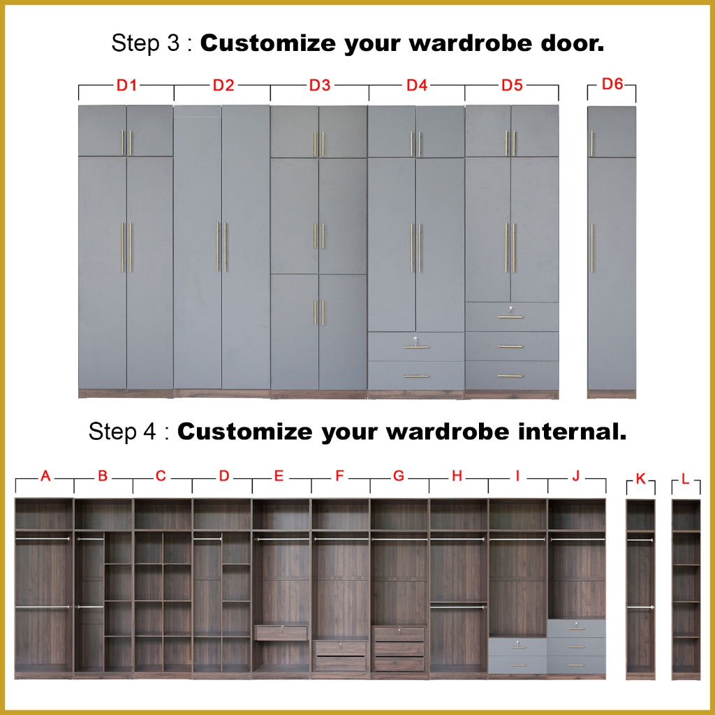 Islah Series Customizable Modular Wardrobe With Top 2-Door up to 8-Door in 6 Colours