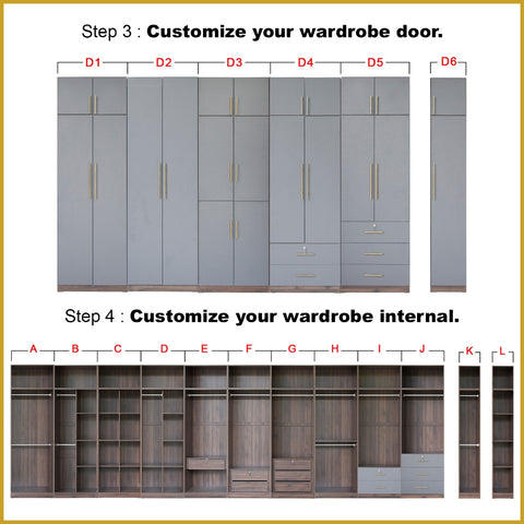 Image of Islah Series Customizable Modular Wardrobe With Top 2-Door up to 8-Door in 6 Colours