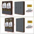 Paris Series 1/2/3/4/5 Doors Tall Wardrobe with Drawers and Top Cabinet in Columbia Grey
