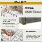 Kiaan Sofa Armrest Storage + Cup Holders 3/4L Shape Sofa Set w/ Pet-Friendly Option