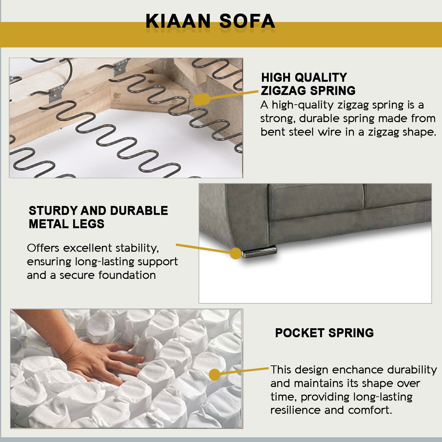 Kiaan Sofa Armrest Storage + Cup Holders 3/4L Shape Sofa Set w/ Pet-Friendly Option