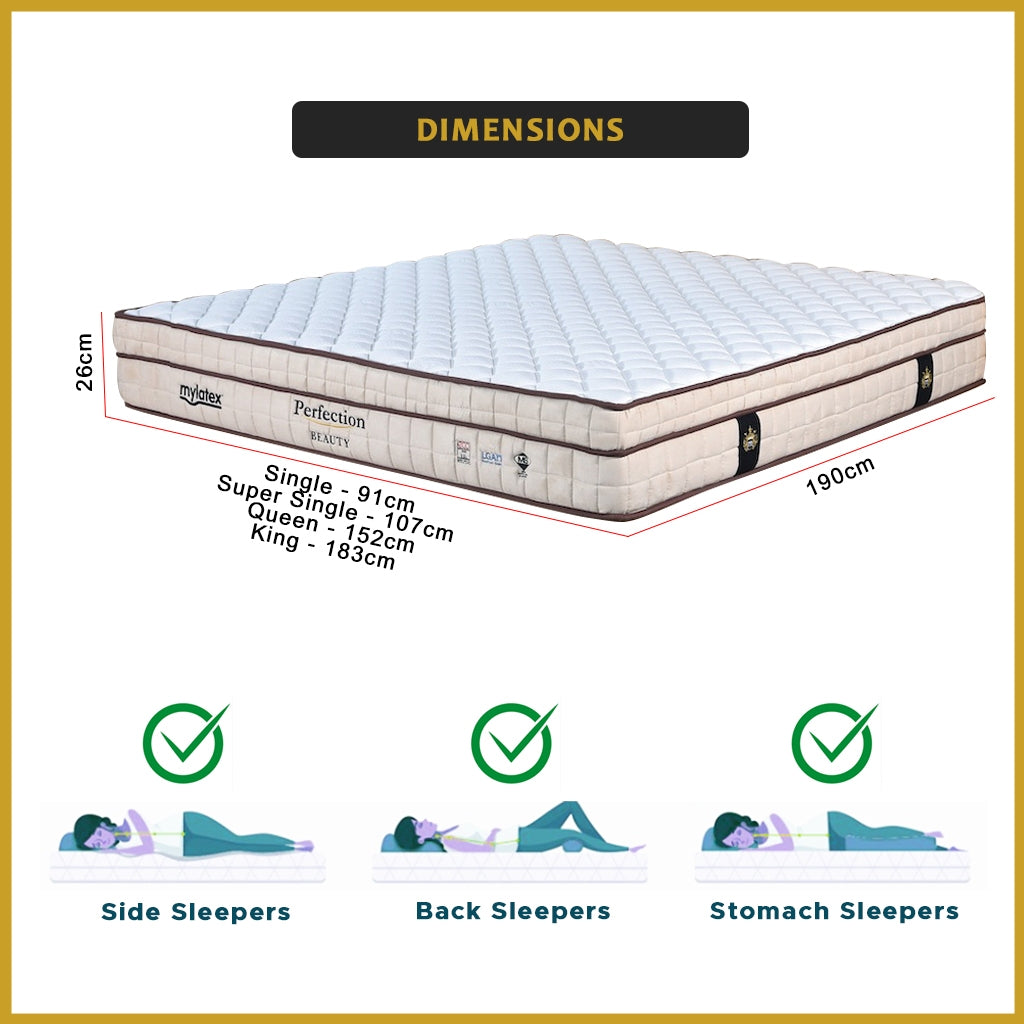 MyLatex Perfection BEAUTY 10.5" Mattress Natural Latex Nano SIlver Fabric - All Size