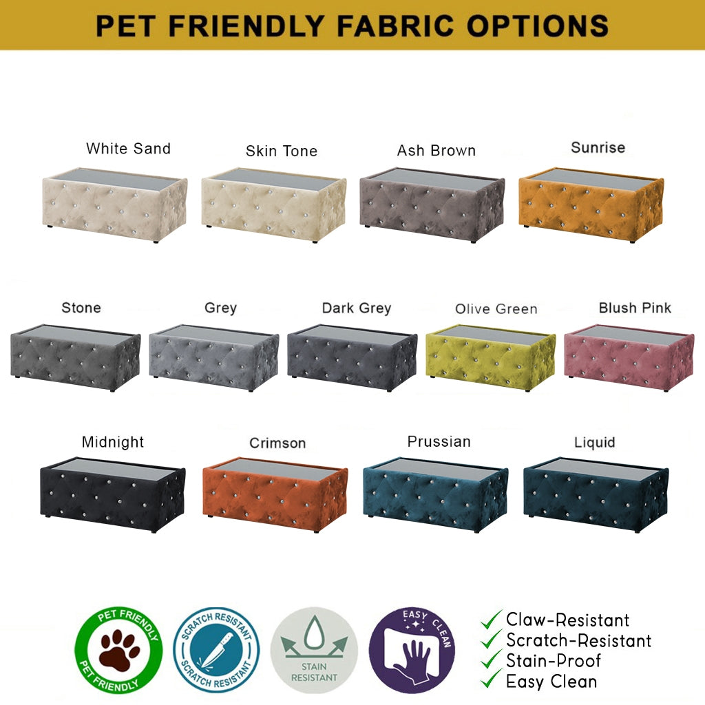 Millie Coffee Table PetFriendly Fabric/Leather Scratch-Resistant in 20 Available Colours