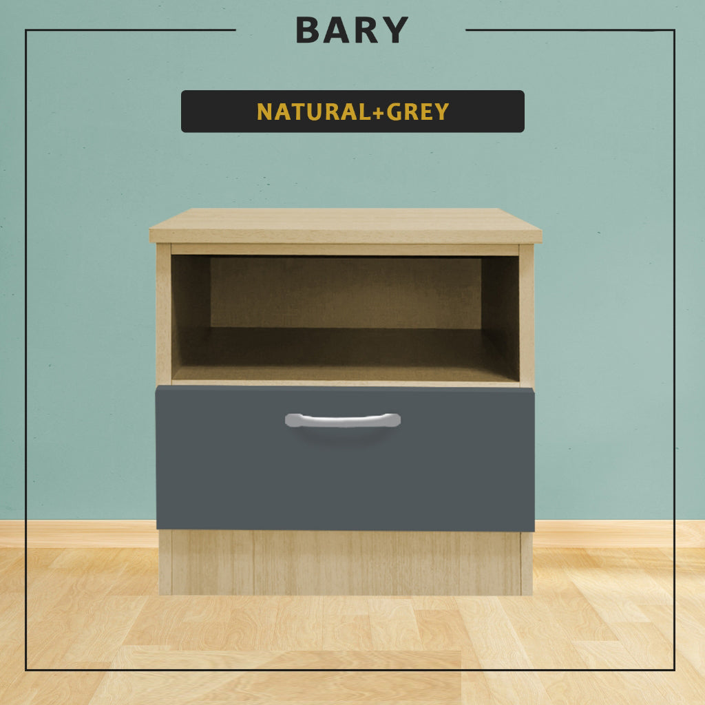 Bary CARB-P2 Certified Board Bedside Table Fully Laminated Back Panel in 6 Colours