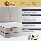 King Koil Azotic Topaz 10" Mattress Chiropractic Coil - Bundle w/ Pillow - All Sizes