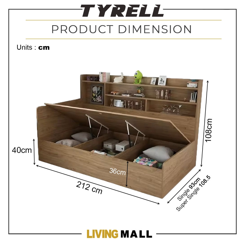 Tyrell Storage Bed / Fully Laminated Eco Board in 4 Colour - w/ Mattress Option