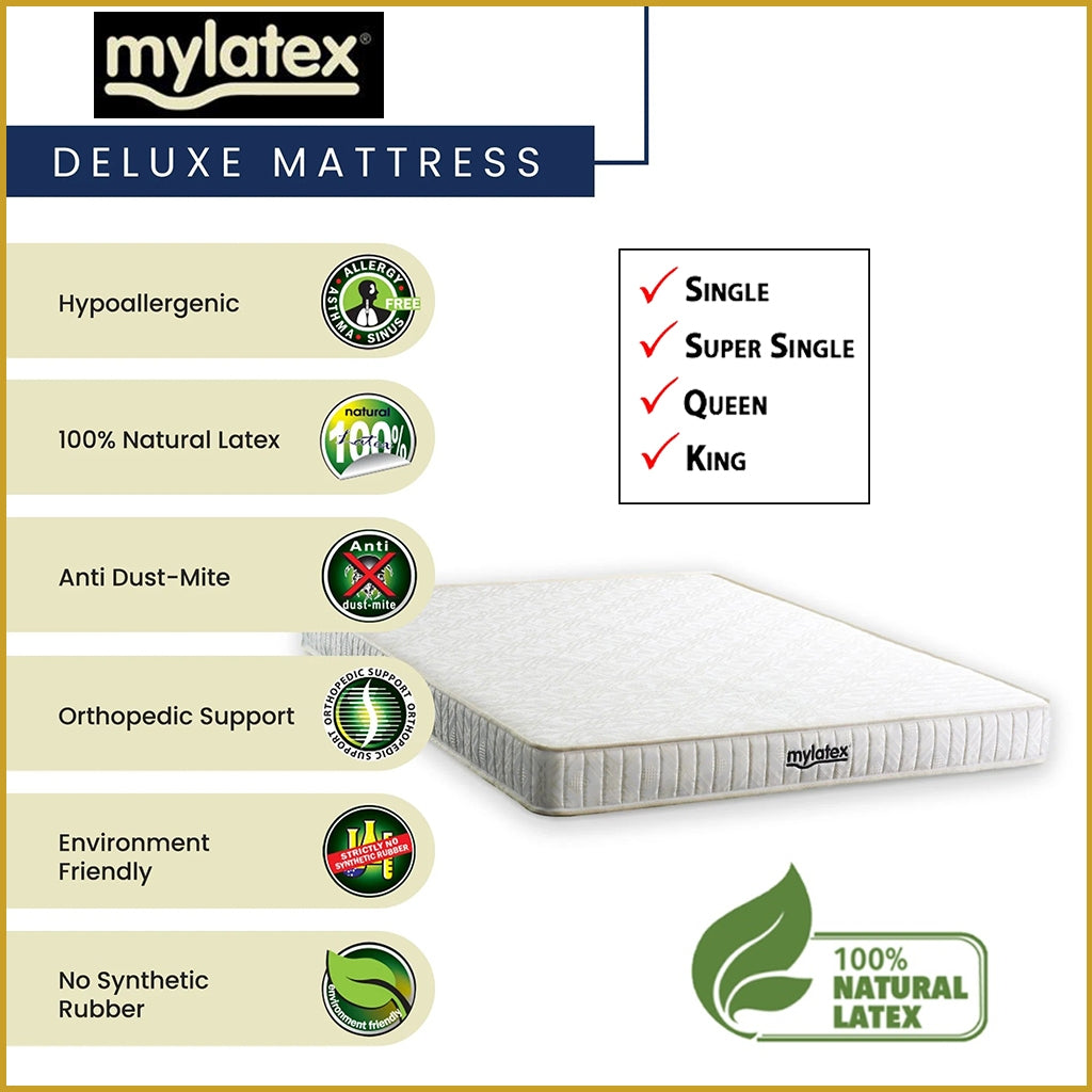 MyLatex Deluxe 4"/6" Mattress 100% Natural Latex & Damask Fabric - All Sizes Available