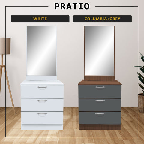 Image of Pratio Dressing Table With Free Stool Laminated Smooth Gliding Drawer In 6 Colours