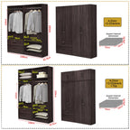 Britain Series 1/2/3/4/5 Doors Tall Wardrobe with Drawers and Top Cabinet in Black Walnut