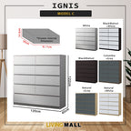 Ignos 10 Drawers CARB-P2 Certified Board Chest of Drawers Full Laminated Back Panel