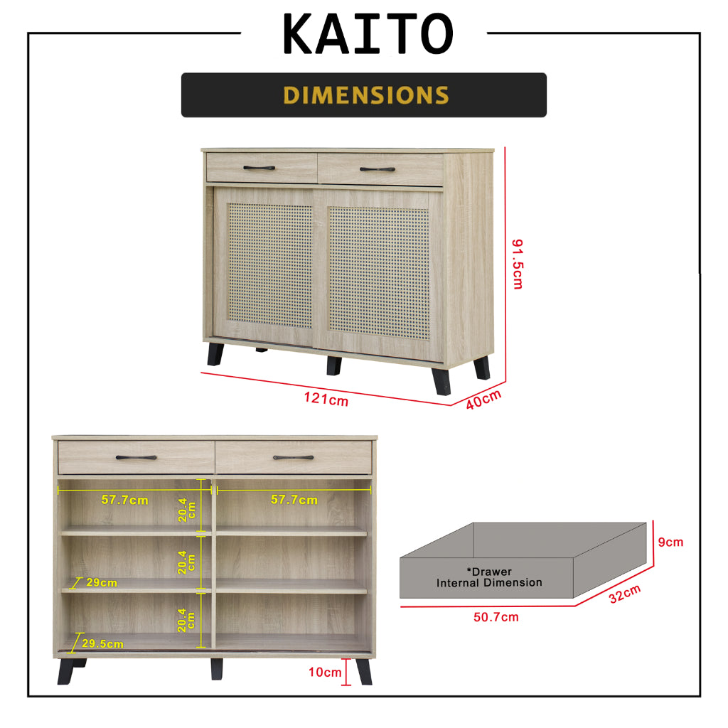 Kaito Japanese Sliding Door Shoe Cabinet CARB-P2 Certified Board in 2 Colours