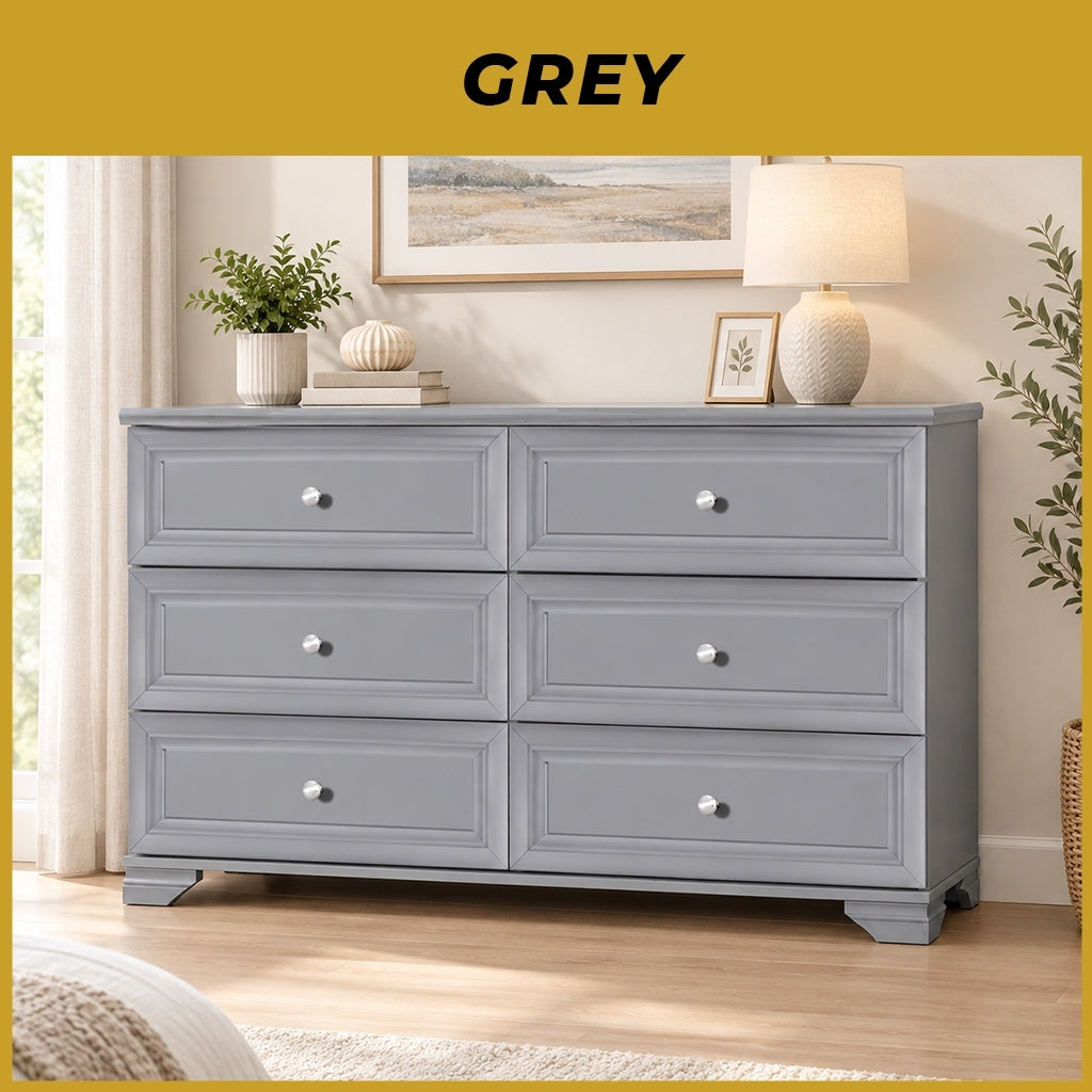 Karen 6 Chest of Drawers CARB-P2 Certified Board Full Laminated Back Panel in 2 Colours