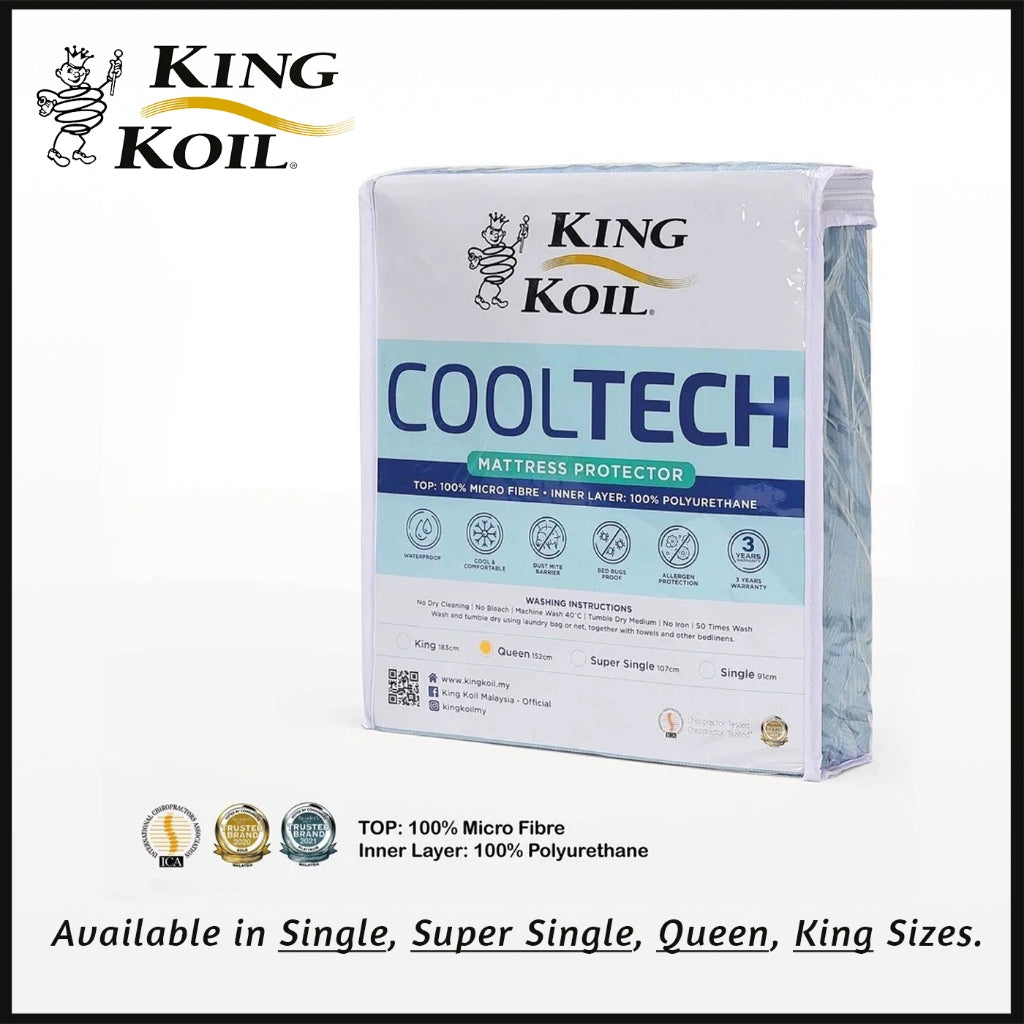 King Koil Cooltech Mattress Protector Waterproof Garterized Mattress Topper - All Size