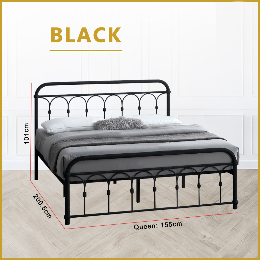 Rosie Queen Size Metal Bed Frame in White, Black, Rose Gold - W/ Mattress Option