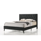 Moonstar Classic Bed Frame In Black Velvet And Brown Faux Leather w/ Mattress Add On