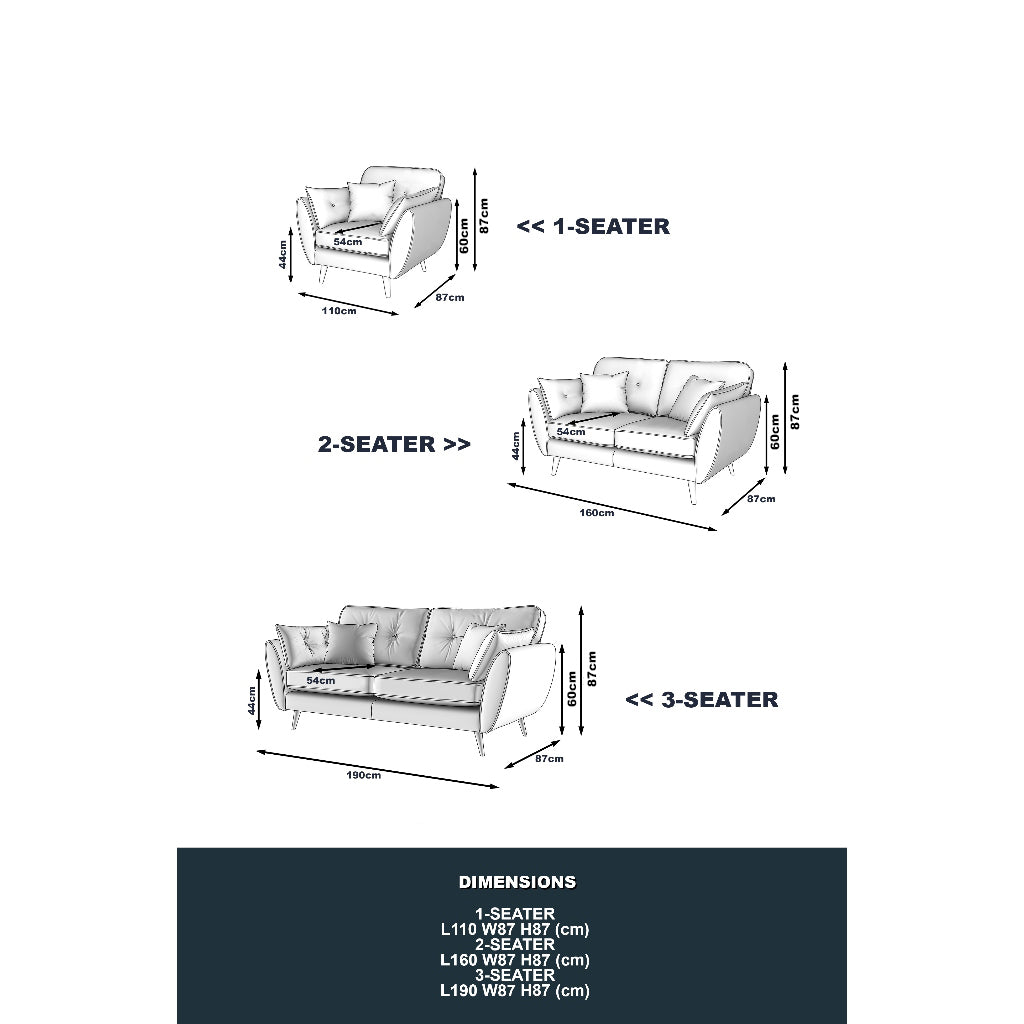 Imani Series 1/2/3 Seater Sofa Fabric/Faux Leather in 8 Colors