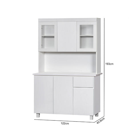Image of Deena Series 8/3-Door Kitchen Cabinet with Drawers w/ 3-Door Top Cabinet in White Colour
