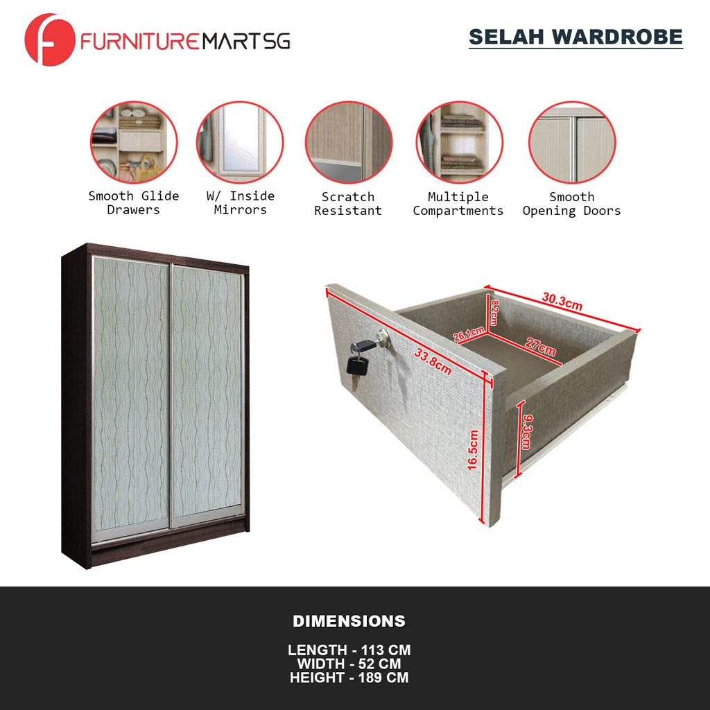Selah Series 1 2-Door Sliding Door Wardrobe