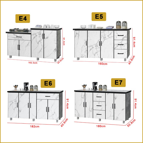 Image of Kara Series Tall Kitchen Cabinet with Drawers in 31 Designs