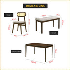 Radden 4/6 Seater Dining Set w/ Table, Chair & Bench Solid Rubber Wood in 2 Colours