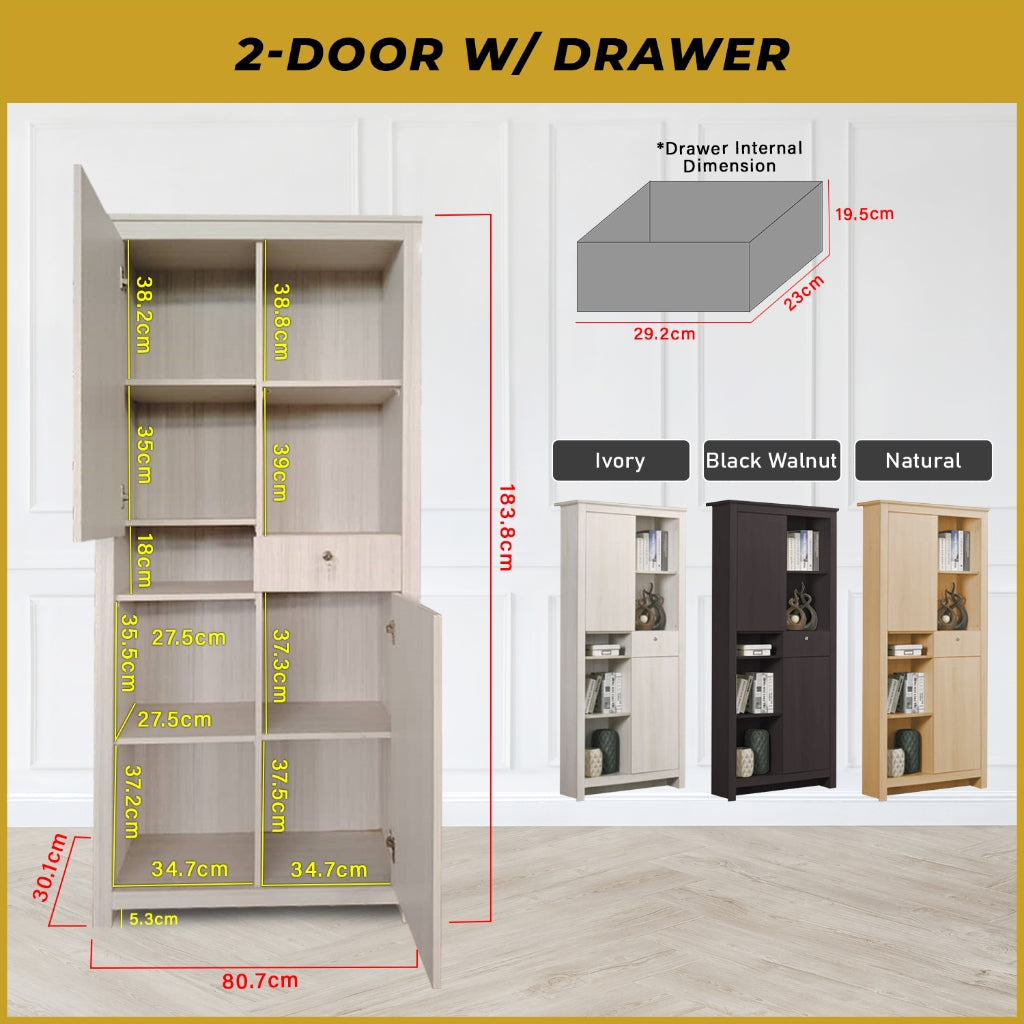 Kasen Series CARB-P2 Certified Board Display Cabinet Book Shelves Open Cabinet in 2 Colours