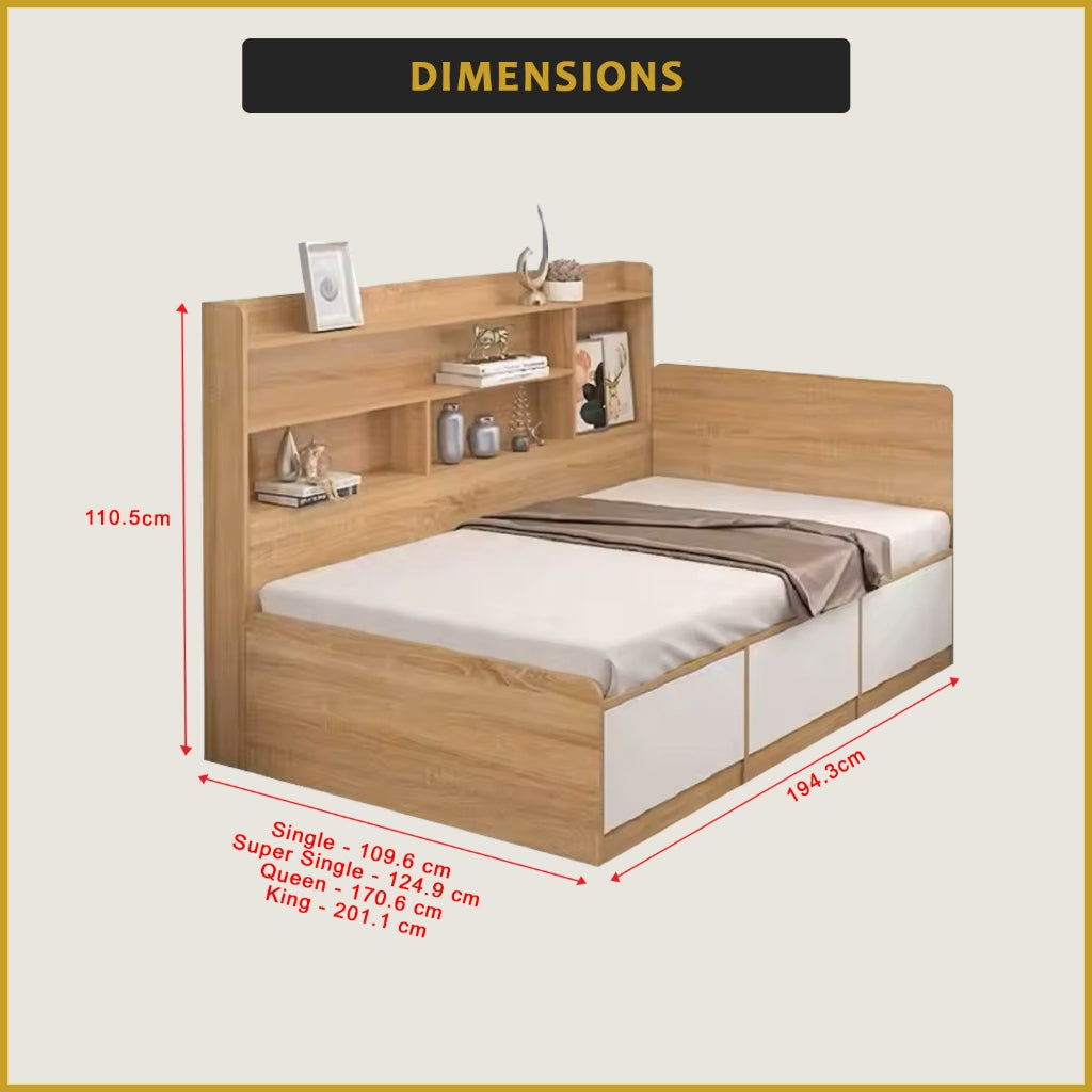 Teddy Storage Bed with Drawers Fully Laminated Eco Board All Sizes w/ Mattress Options