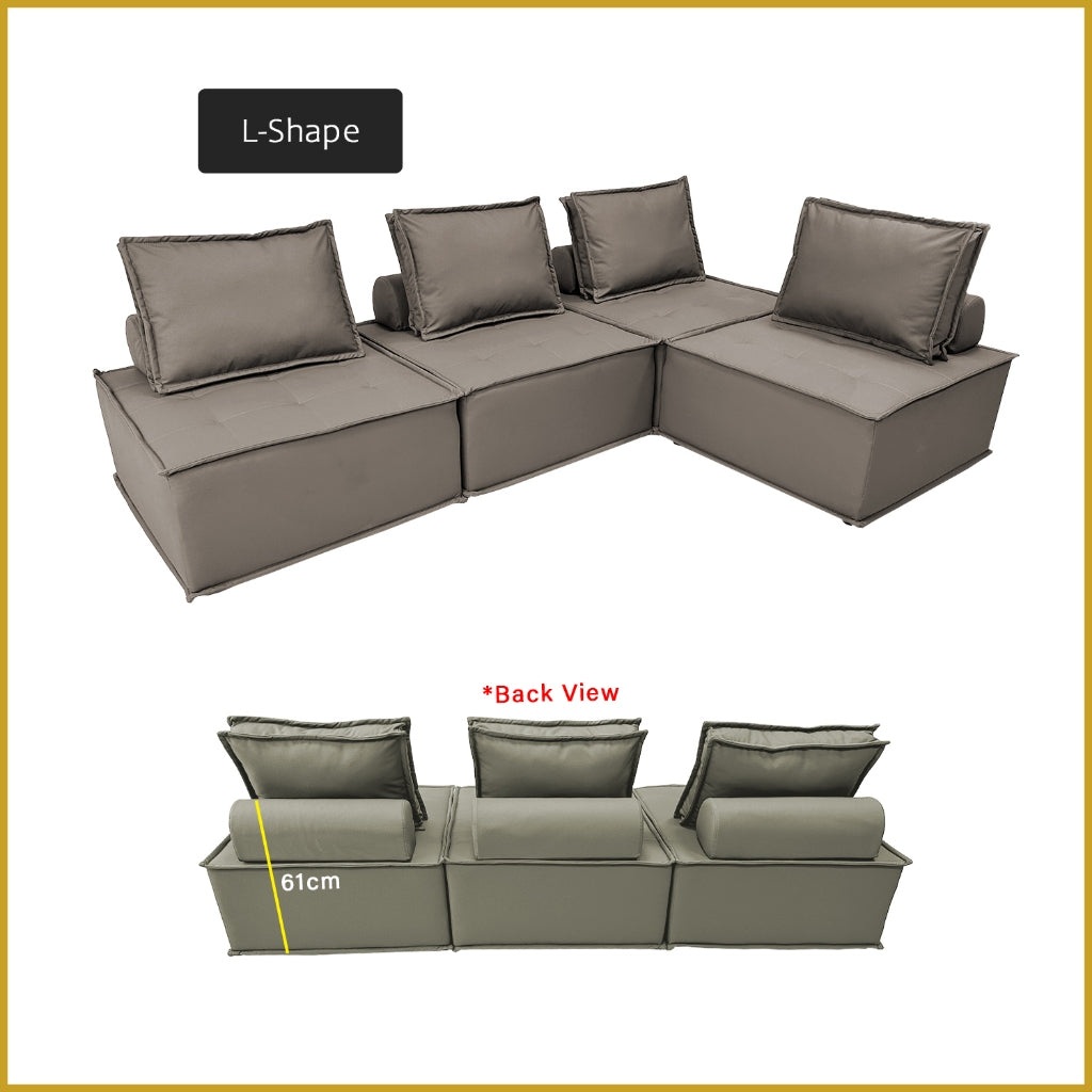 Nikah 1/2/3-Seater L-Shape Sofa Pet-Friendly Scratch Resistant Leather Look Tec Fabric