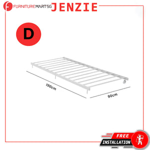Jenzie Single Metal Pull-Out Bed Frame w/ Mattress Add On Available