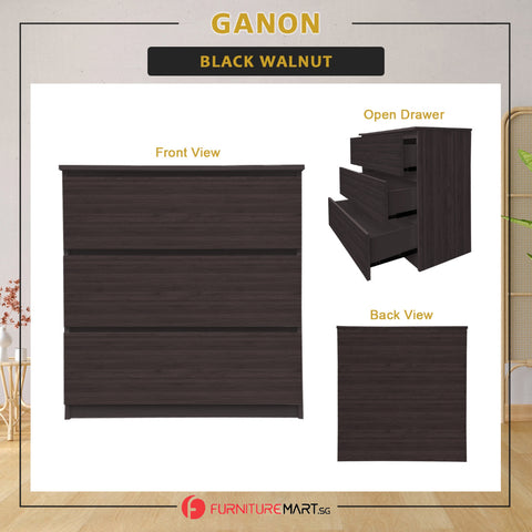 Image of Ganon Series 2 Premium Chest of 3/4 Drawers Collection Full Laminated Back Panel in 6 Colours