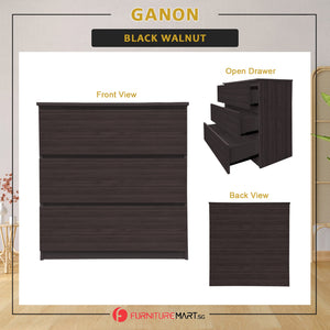 Ganon Series 2 Premium Chest of 3/4 Drawers Collection Full Laminated Back Panel in 6 Colours