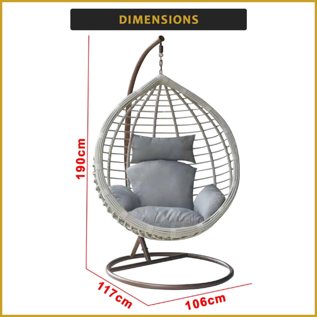 Fiona Series 3 Swing Chair Living Room Garden or Balcony Chair Synthetic Rattan w/ Steel Legs
