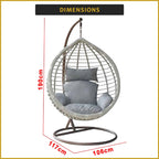 Fiona Series 3 Swing Chair Living Room Garden or Balcony Chair Synthetic Rattan w/ Steel Legs