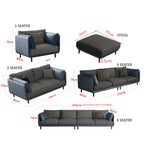 Malmo Minimalist Series Fabric/Faux Leather Sofa 1/2/3/4 and Stool Seaters in 6 Colors