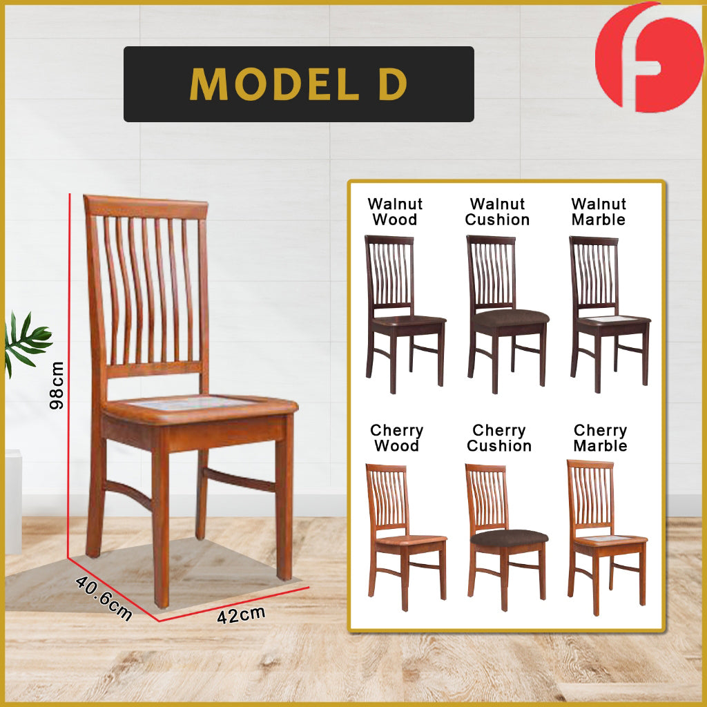 Aisha Dining Chair Collection Solid Wood with Marble or Cushioned Seat in Walnut/Cherry