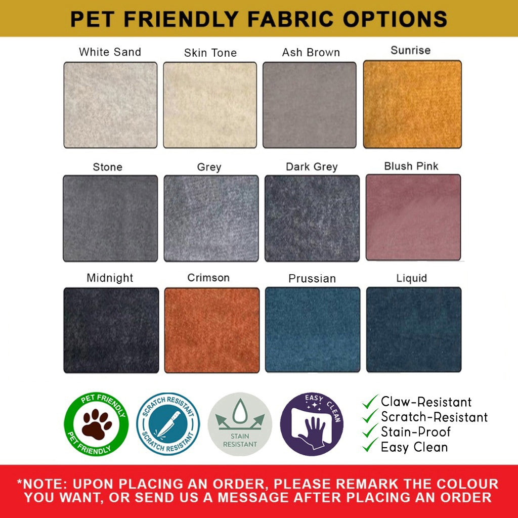Maine 3-Seater L-Shaped Sofa Pocketed Spring in 50 Colour - w/ PetFriendly Fabric