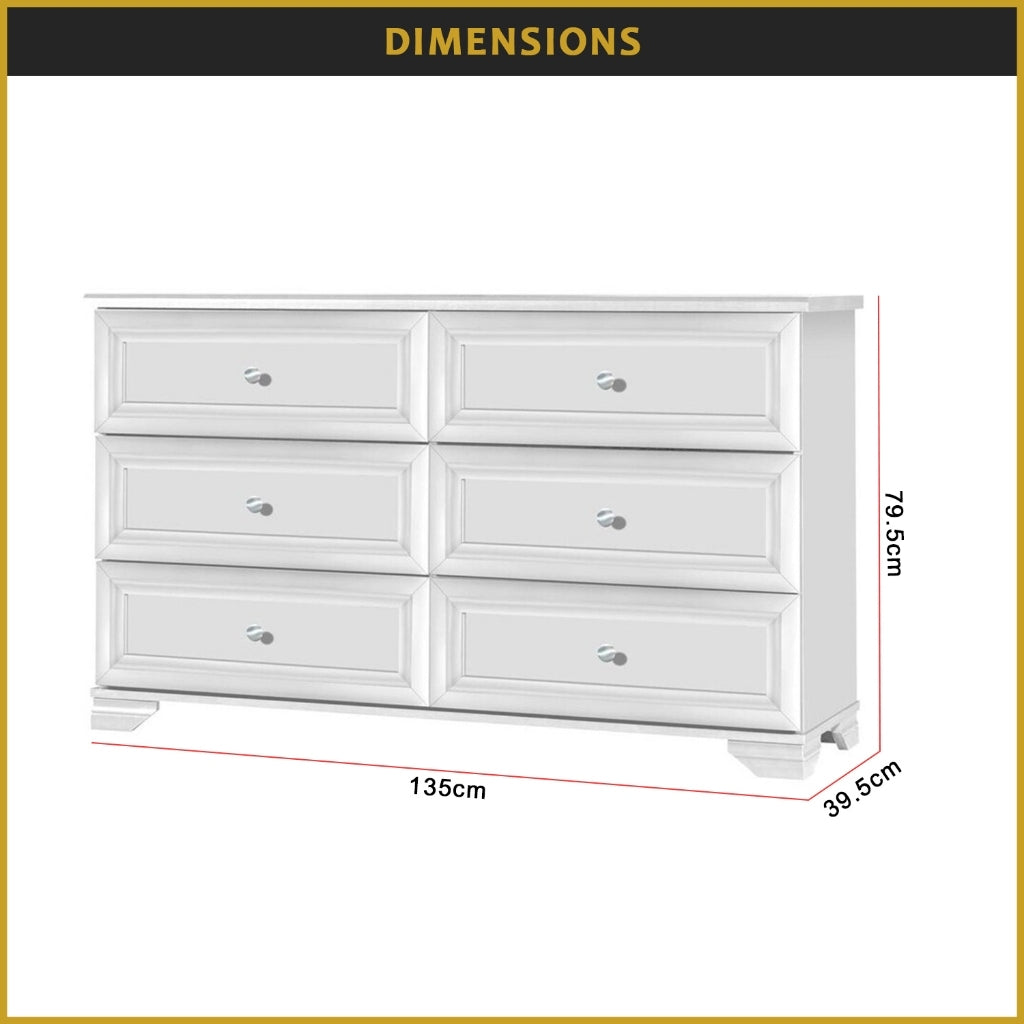 Karen 6 Chest of Drawers CARB-P2 Certified Board Full Laminated Back Panel in 2 Colours