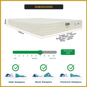 MyLatex ALICE 10" Mattress Natural Latex Top, Foam Base and Wood Fabric Cover - All Size