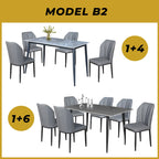 Elba 1+4/1+6 Dining Set Table with Chair Ceramic Table Top with Metal Legs