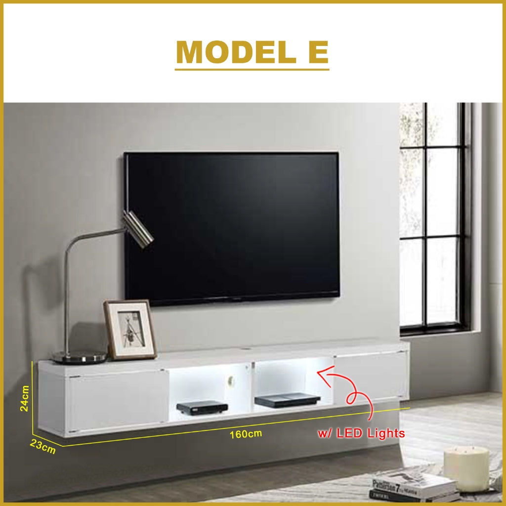 Sombra Model E Floating TV Console Wall Mounted in White Colour