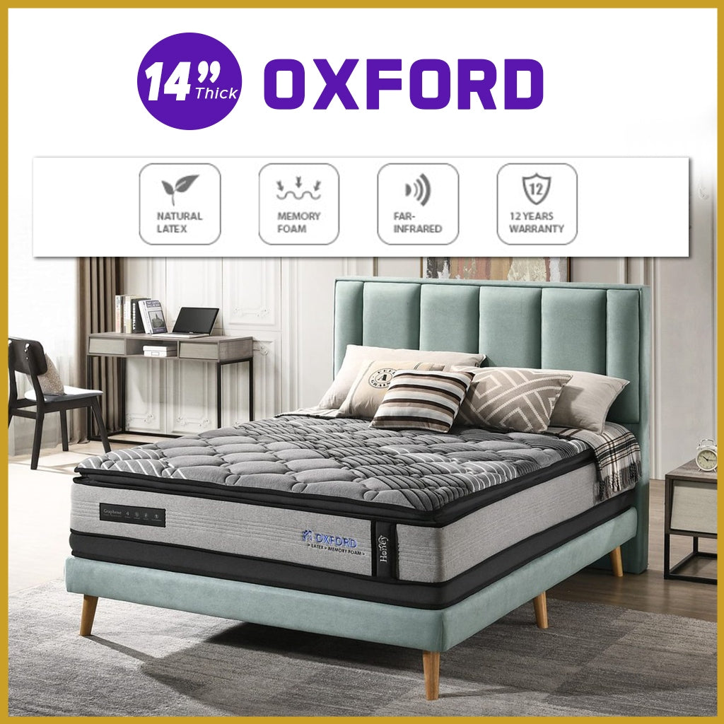 Honey Oxford 14" Graphene Series 7-Zone Pocket Spring Anti-Static Mattress - All Sizes