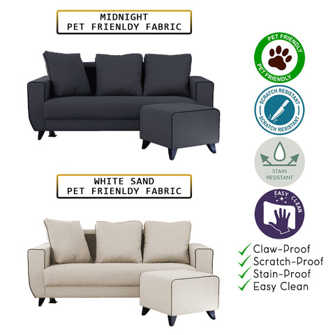 Image of Ruru Series 2/3 Seater Leather Sofa With Ottoman w/ Pet-Friendly Option